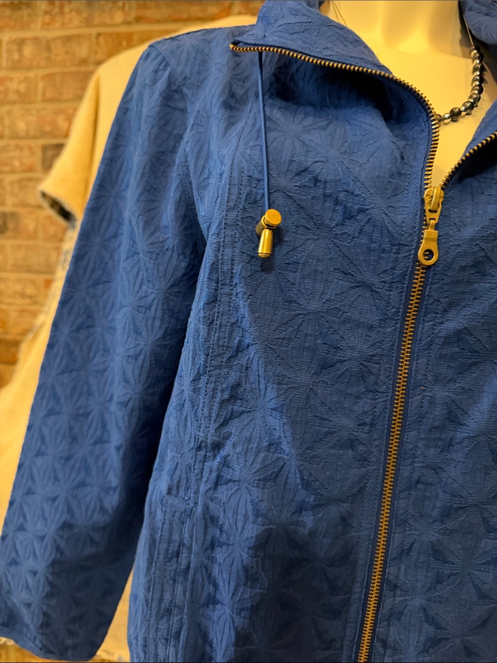 Ruby Rd. Textured Royal Blue Zip-Front Bomber Jacket - Picture 2 of 5